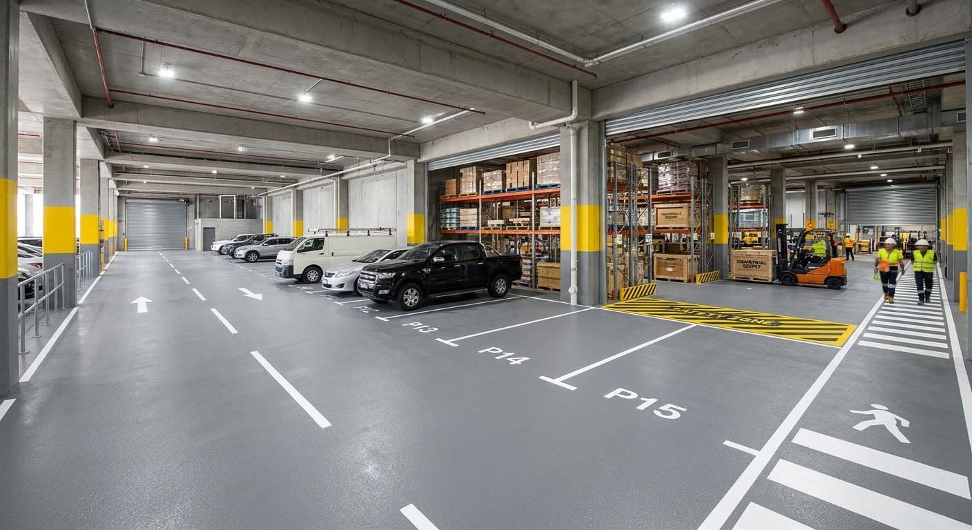 Beton yonma — cilalanmış anbar döşəməsi
